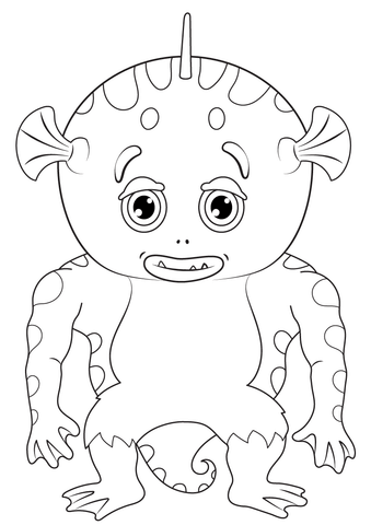 Cute Sea Monster Coloring Page